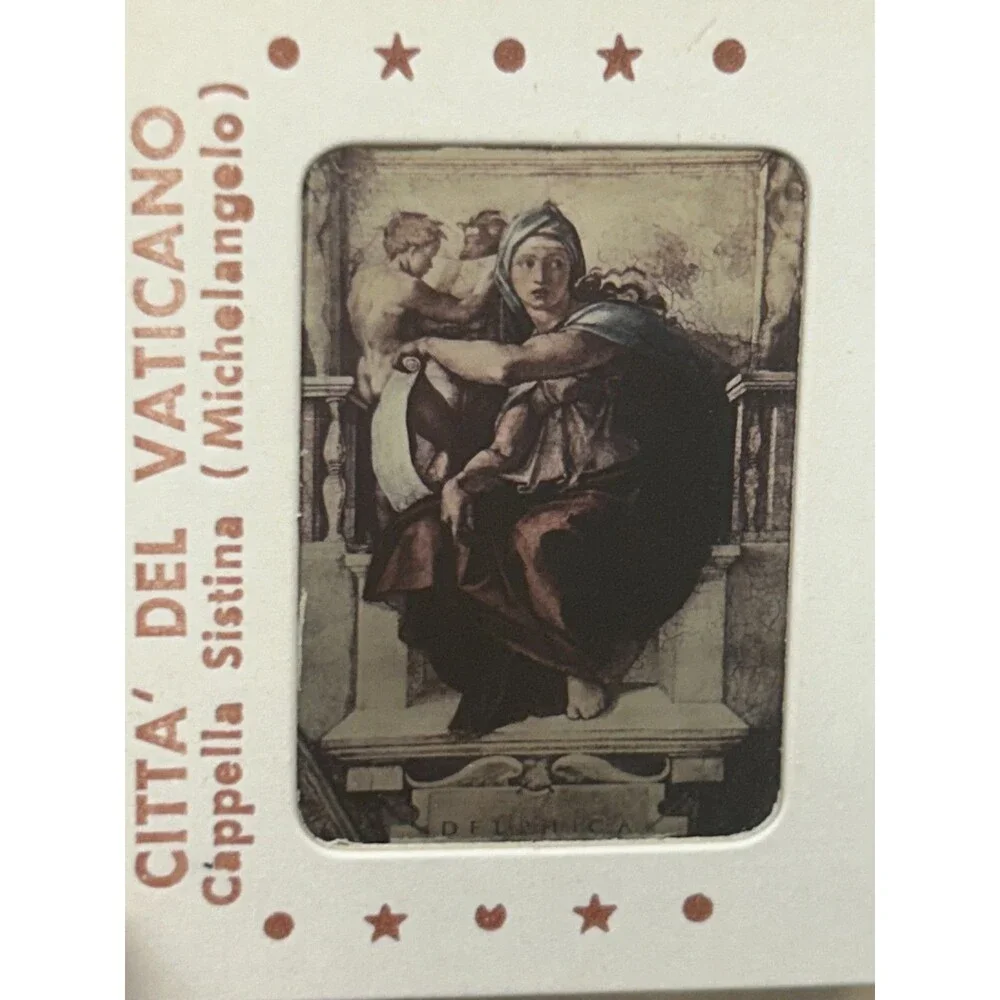 Vtg Souvenir Set Of 12 Color Slides 35mm From Vaticano Capella Sistina Paintings